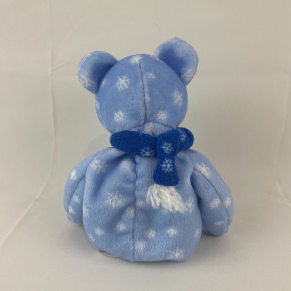 Ty Beanie Baby 1999 Holiday Teddy Blue Snowflake Scarf 9" Plush Stuffed Animal - Picture 2 of 6